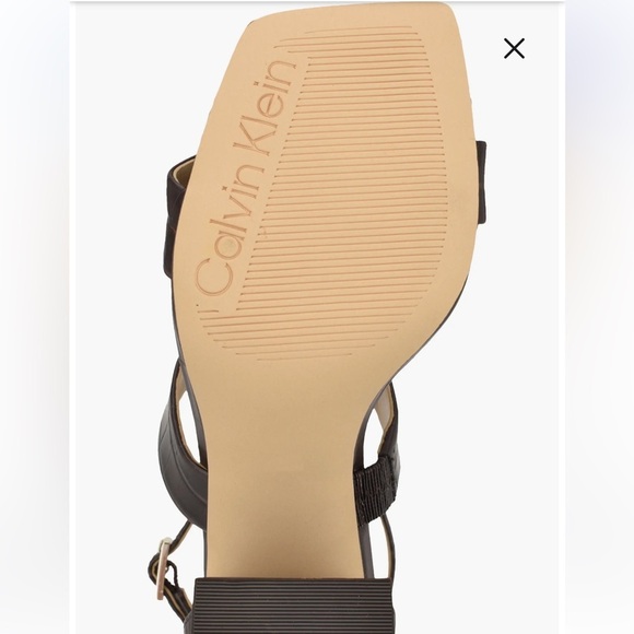 Calvin Klein 9 M, Dark Brown Sheryl Ankle Strap, Block Heel, Squared Toe Sandals - Picture 12 of 16